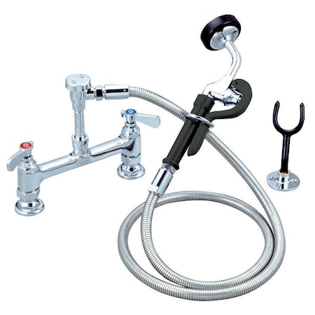 Bk Resources Optiflow Utility Spray Faucet, 8" O.C. Deck Mount, 72" SS Braided Hose BKF-8DMUS-G